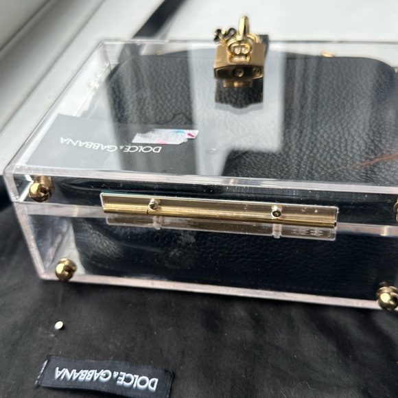 Dolce & Gabbana Plexiglass Encased Black Leather Clutch/Crossbody - Picture 15 of 16